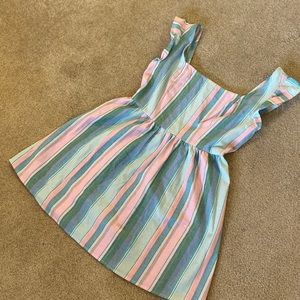 Crystal doll woman’s mini dress rainbow pastel stripes size Large